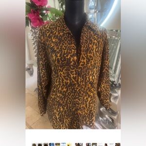 Express Women’s Leopard Silk Blouse.